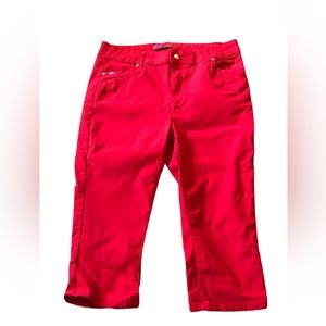 QQMY Women’s Red Capri Stretchy Pants Size 32” Waist